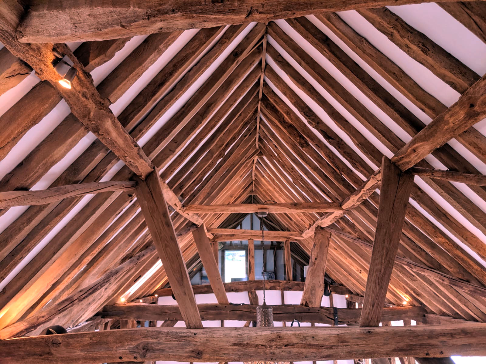 Roof timbers after renovation - Castle Eaton Construction