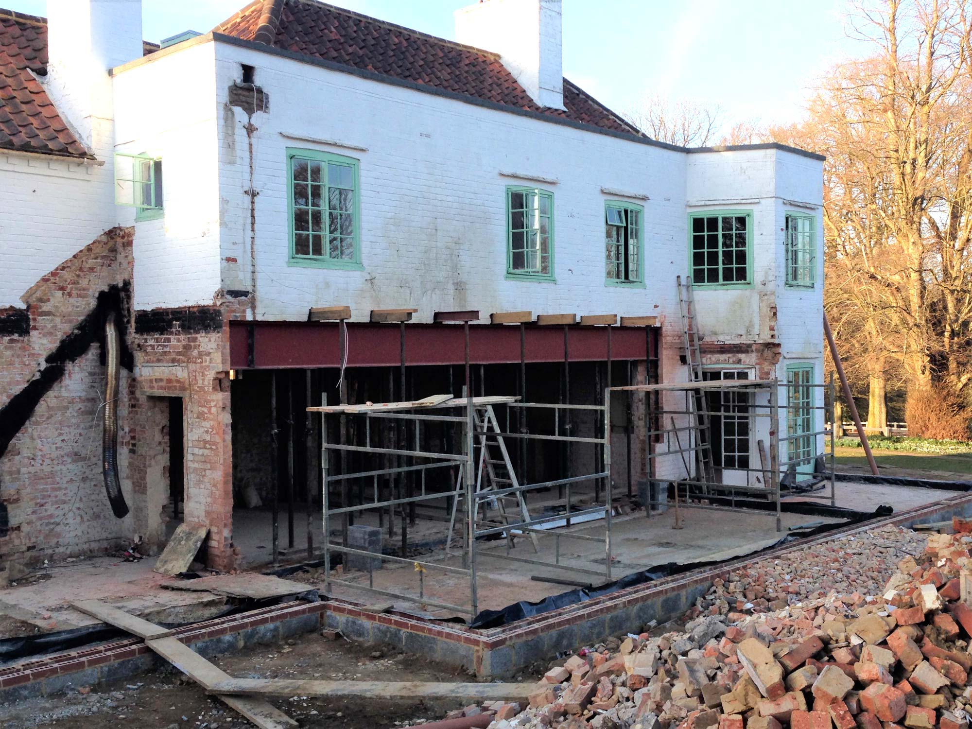 House exterior during construction  - Castle Eaton Construction, Surrey