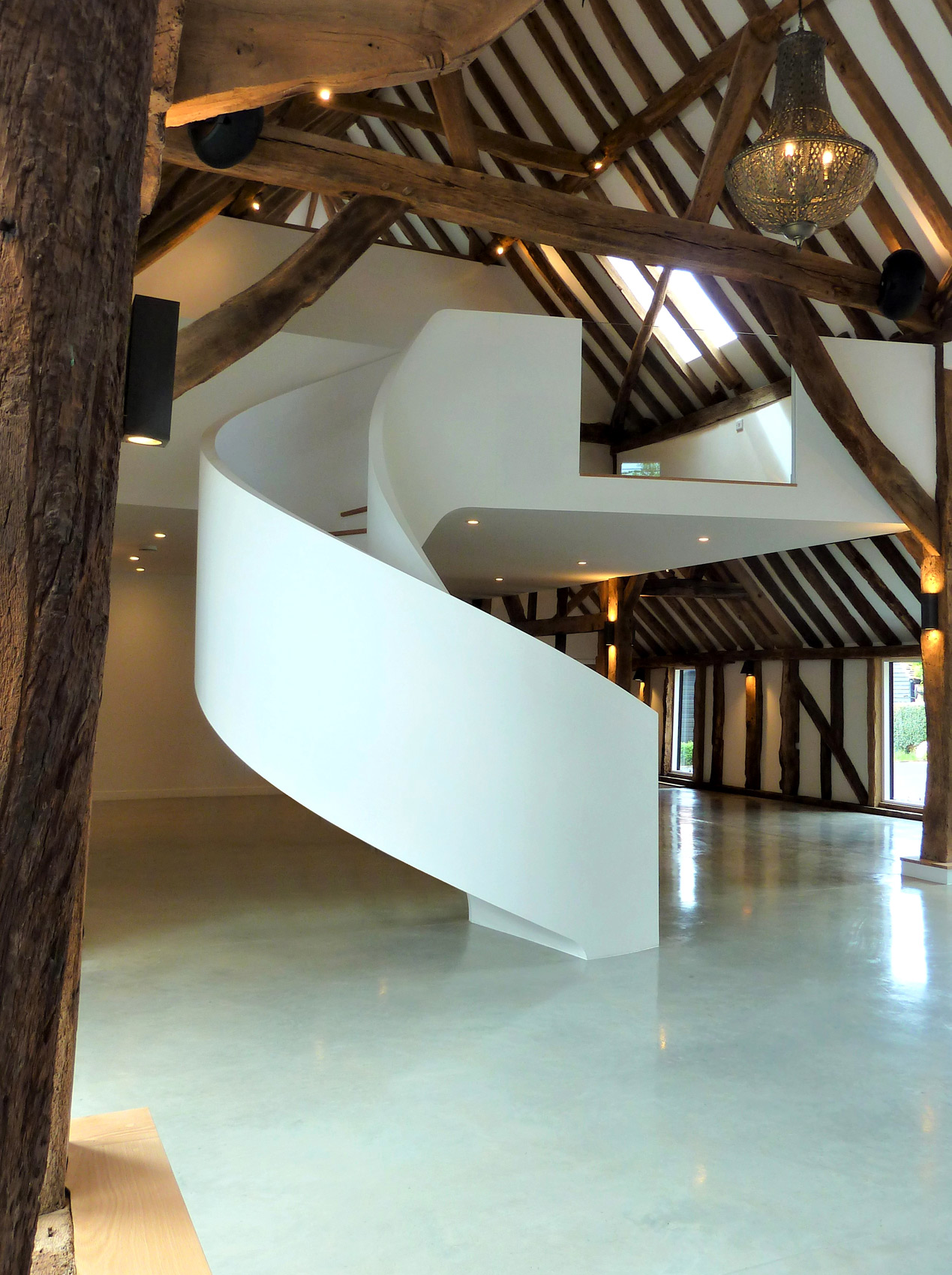 View of new staircase in a barn conversion