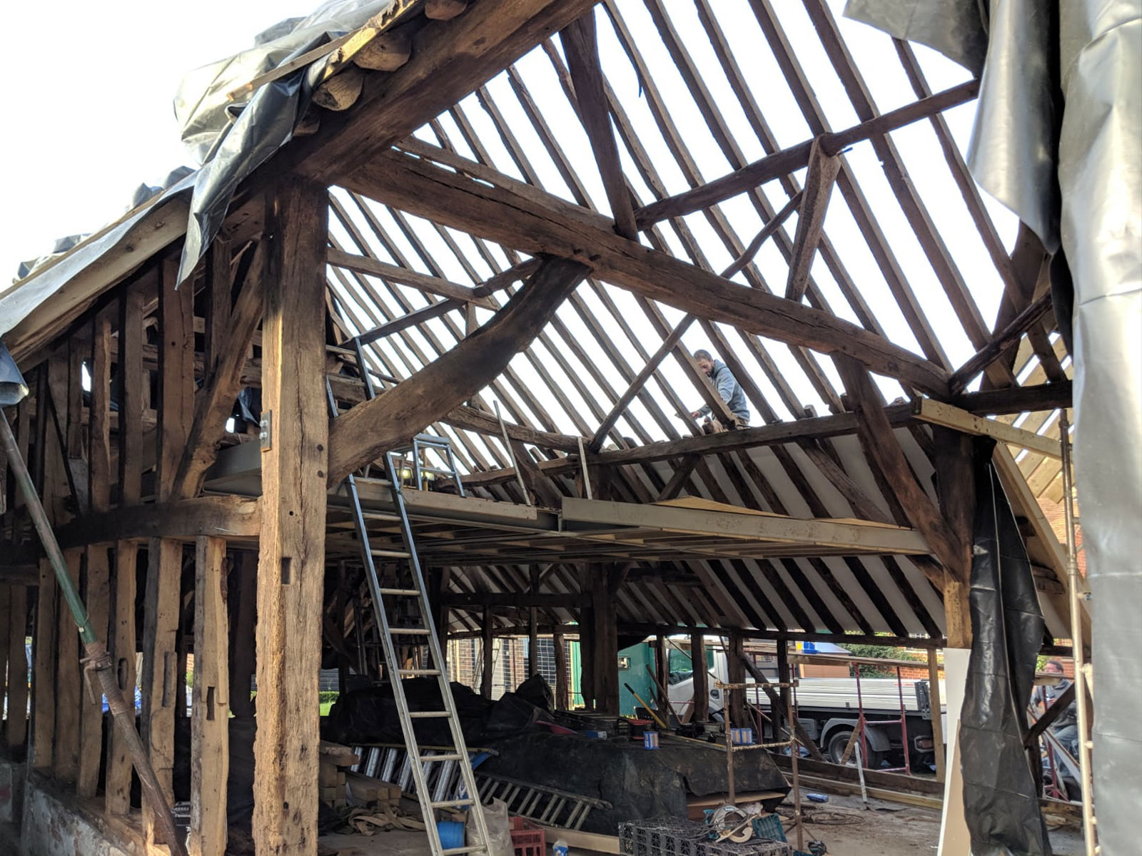 barn during renovation - Castle Eaton Construction