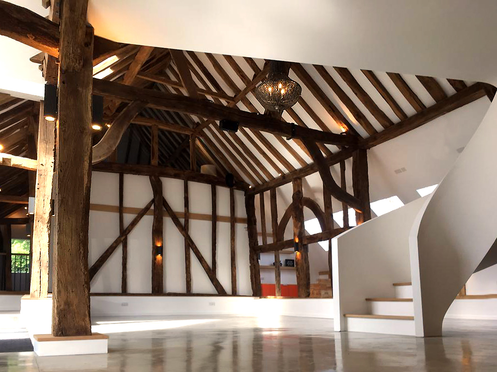 barn interior after renovation - Castle Eaton Construction