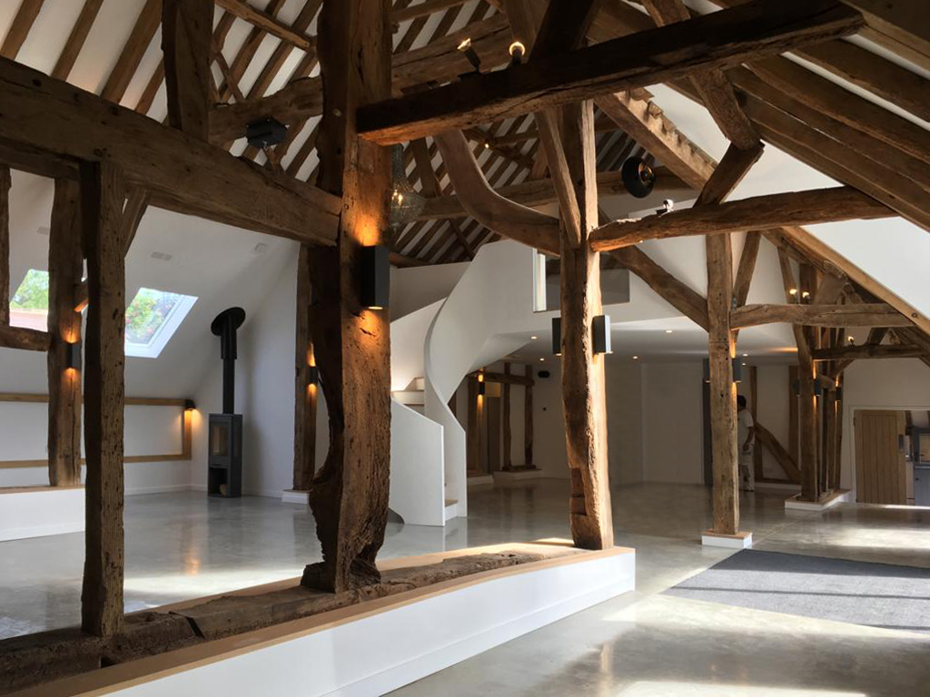 barn interior after renovation - Castle Eaton Construction