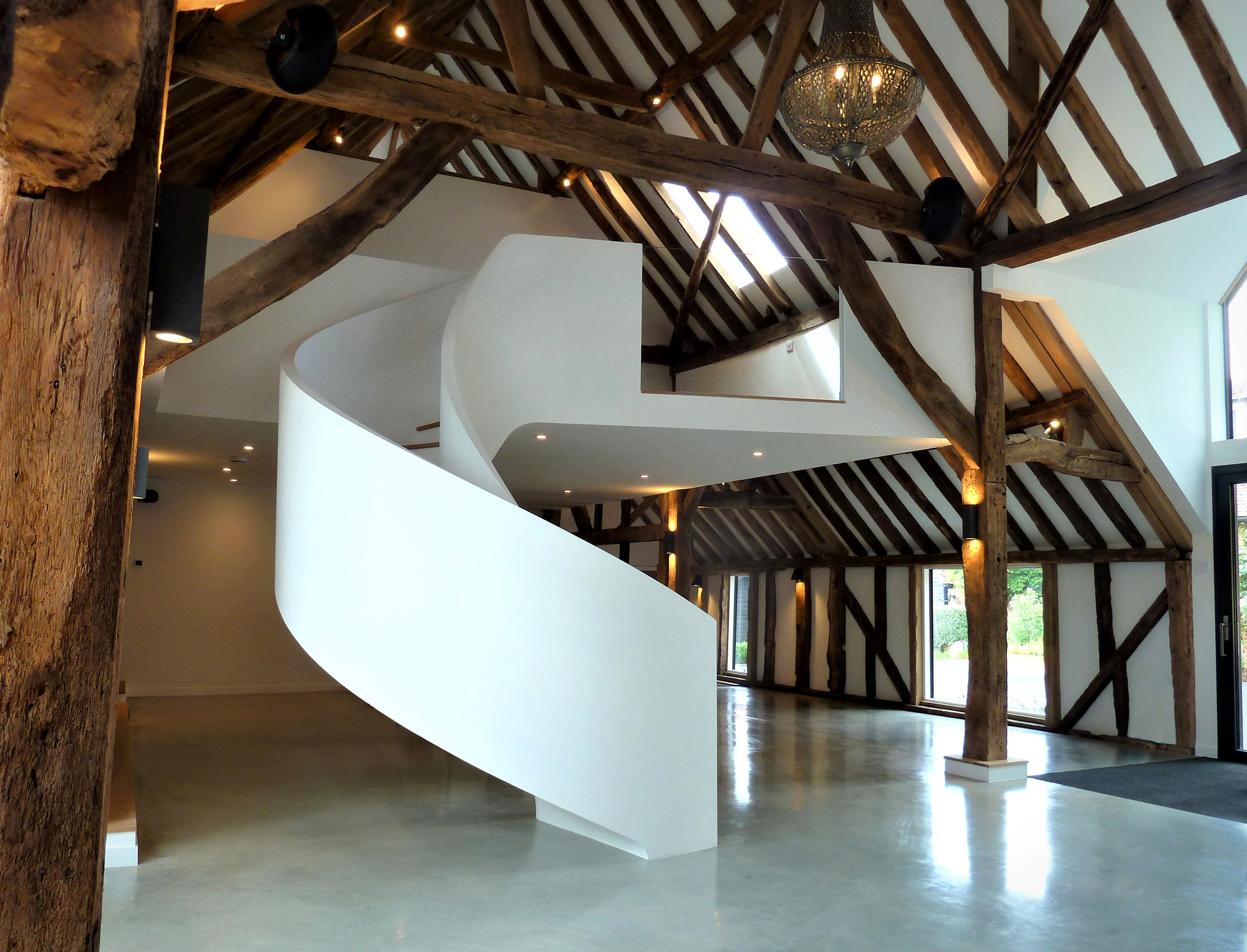 barn interior after renovation - Castle Eaton Construction