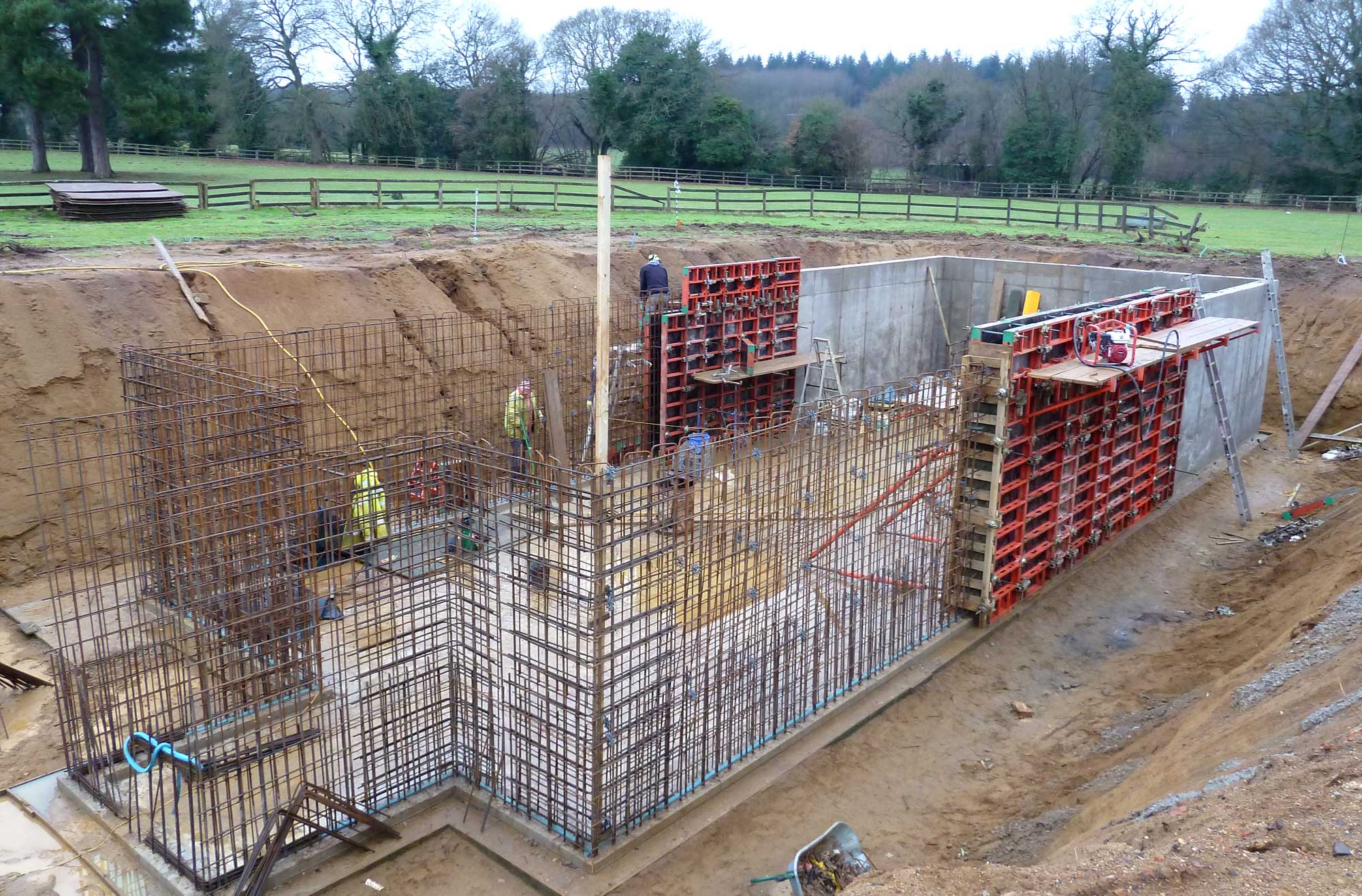 Basement under construction - Castle Eaton Construction, Surrey