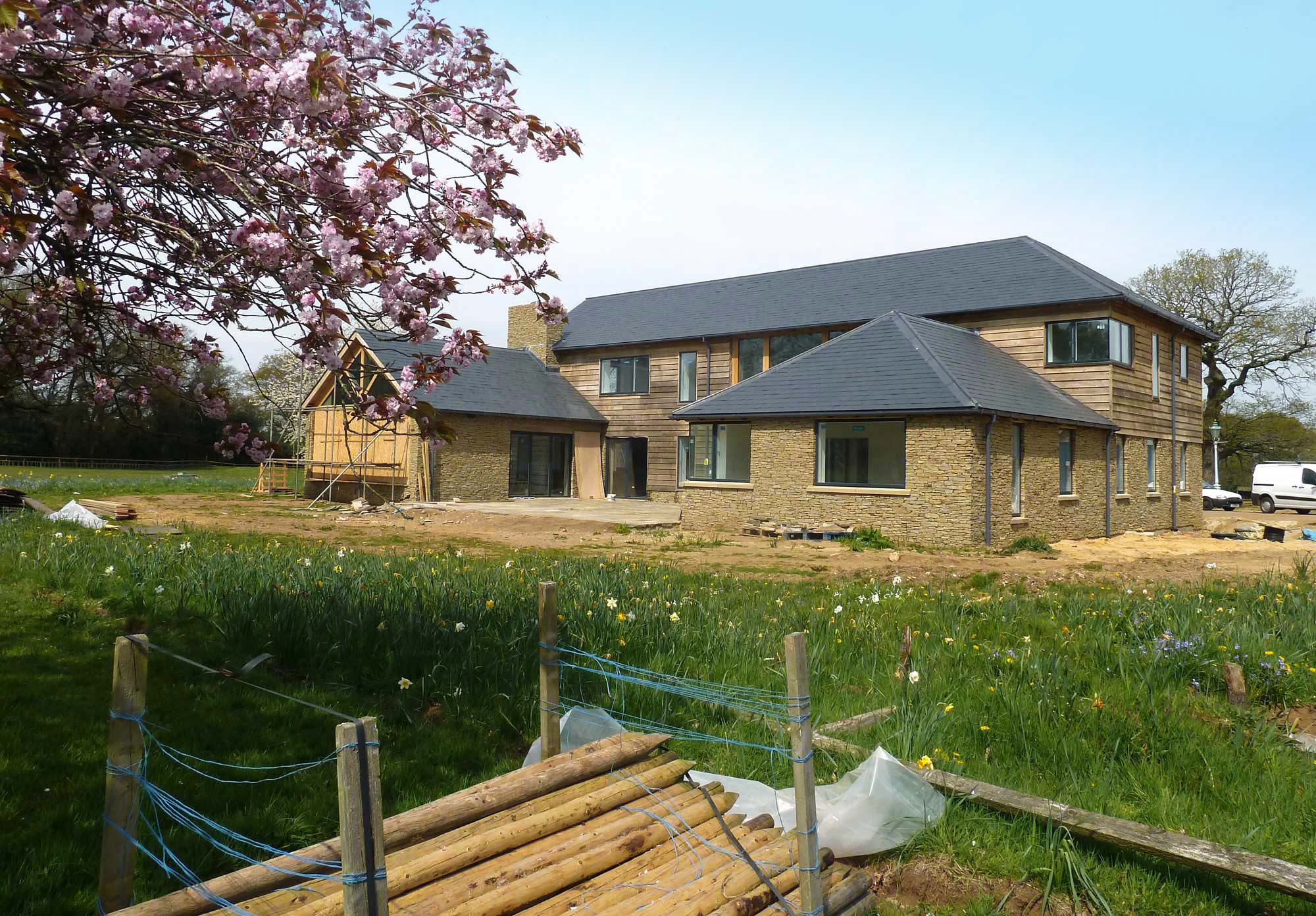 Rear view of house nearing completion - Castle Eaton Construction, Surrey