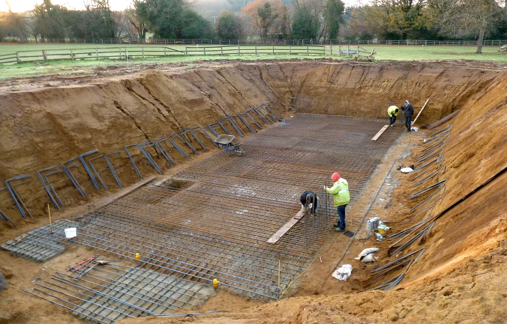 Basement under construction - Castle Eaton Construction, Surrey